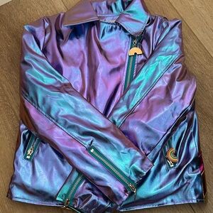 Lola + the Boys Iridescent Bomber Jacket in Purple and Blue